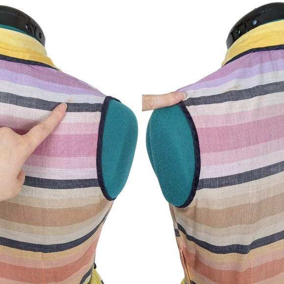 1950s Rainbow Dress 50s Vintage Fit N Flare Summer Tea Retro XS Rhinestone RARE - Picture 10 of 11